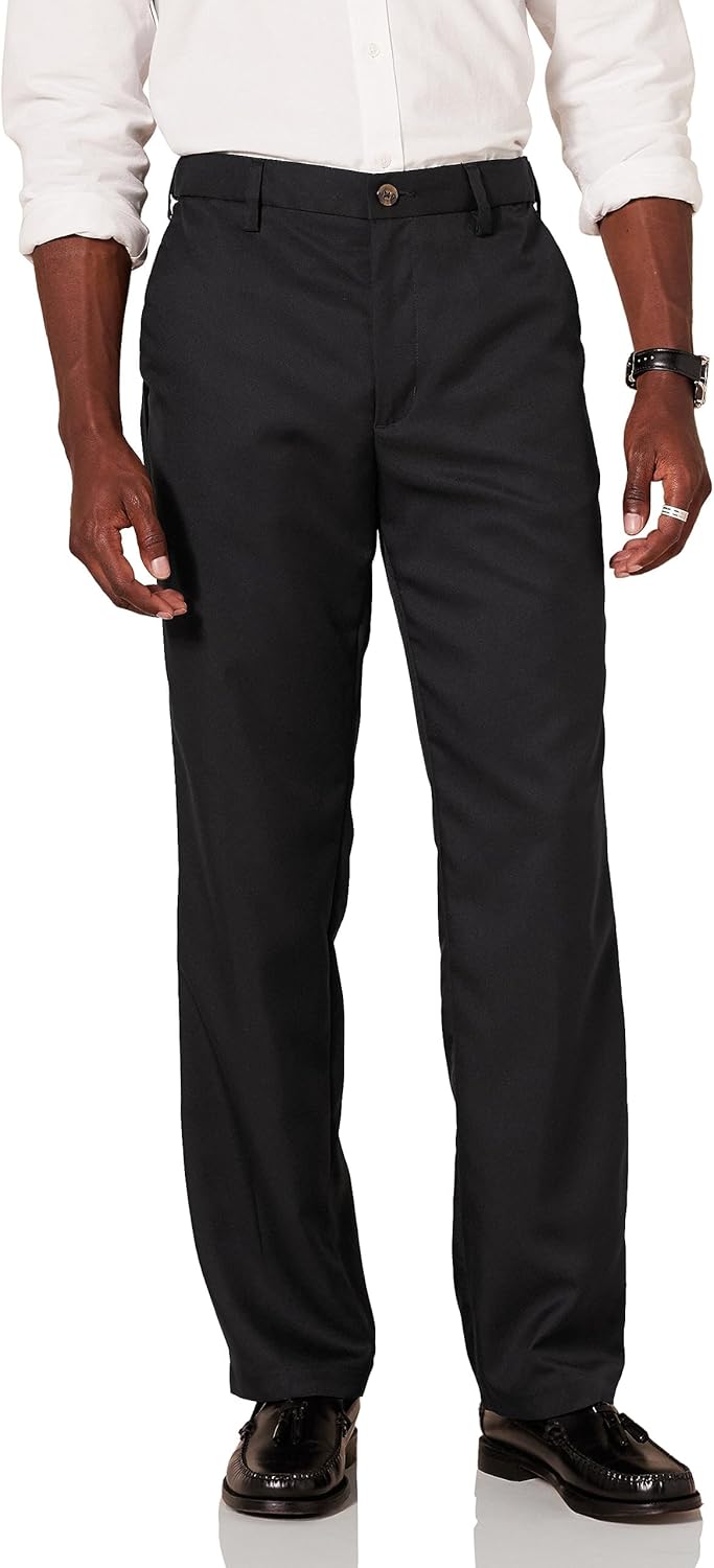 Size 34W 30L Men's Classic-Fit Expandable-Waist Flat-Front Dress Pant